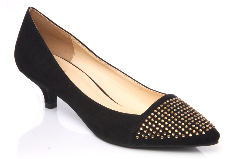 Womens Pointy Toe 'Sasha' Kitten Heel Pumps