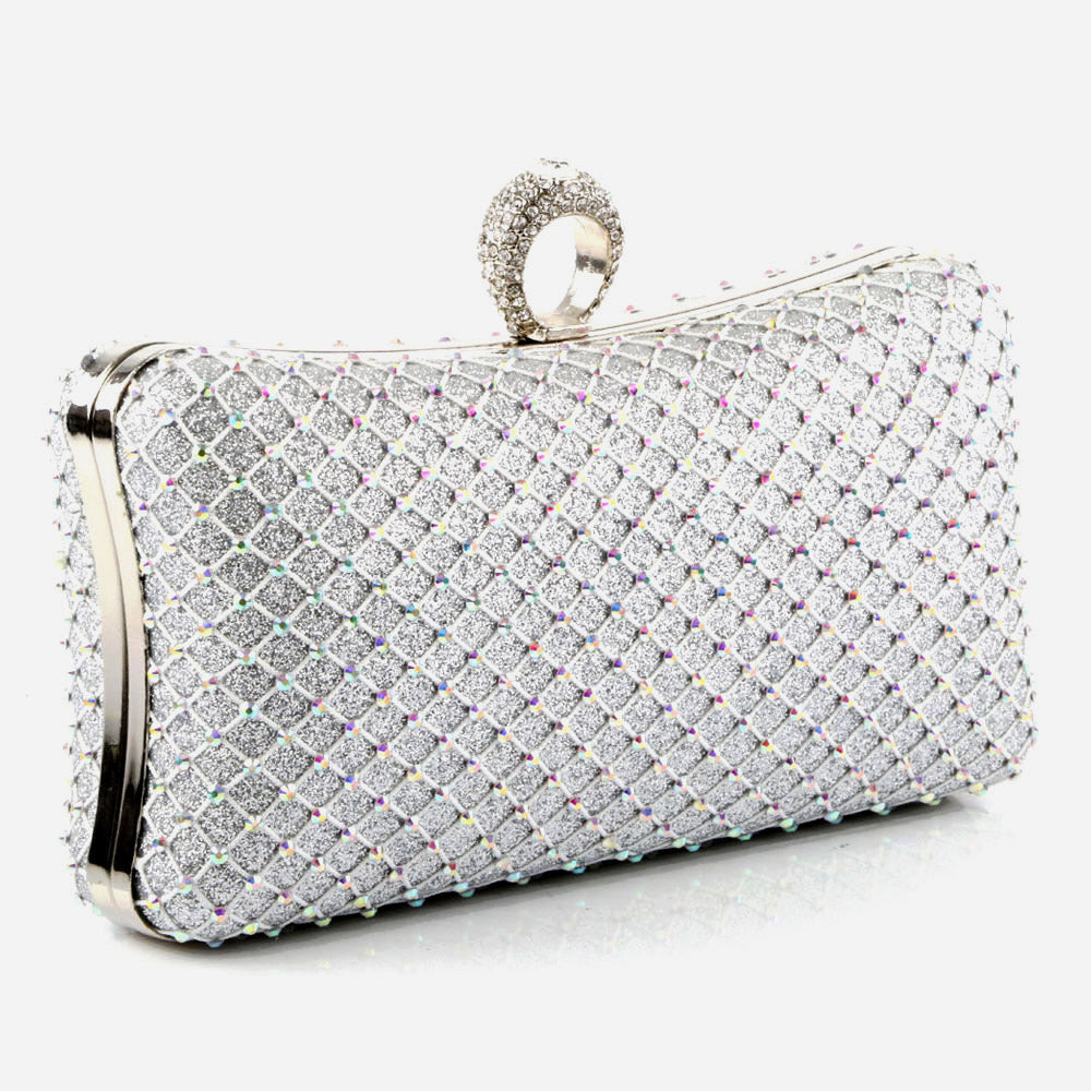Ladies Evening Clutch Bag Hard Case Shimmery Wedding Handbag Prom Purse Shimmery Hard Case Party Bags Birthday Gifts for Her