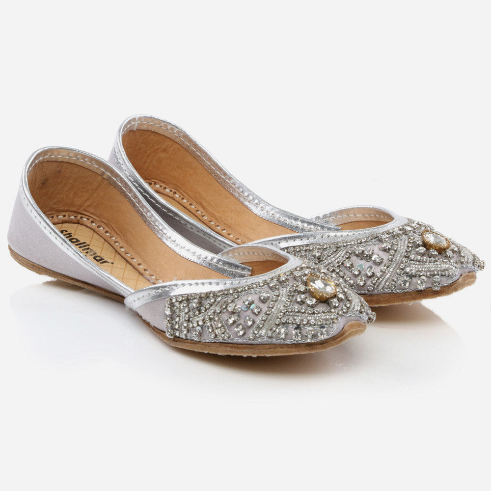 Kids Girls Fancy Evening Wear Indian Handmade Shoes Leather Khussa Juti Mojari Children Flat Slip-ons Sizes 11 UK – 5 UK