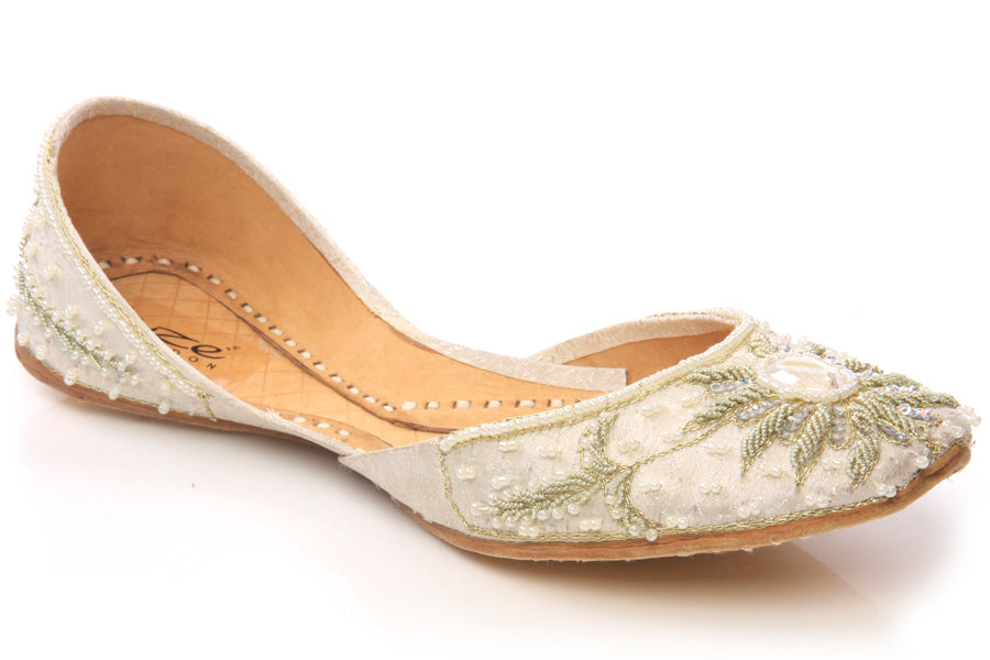Womens Beaded Leather Khussa