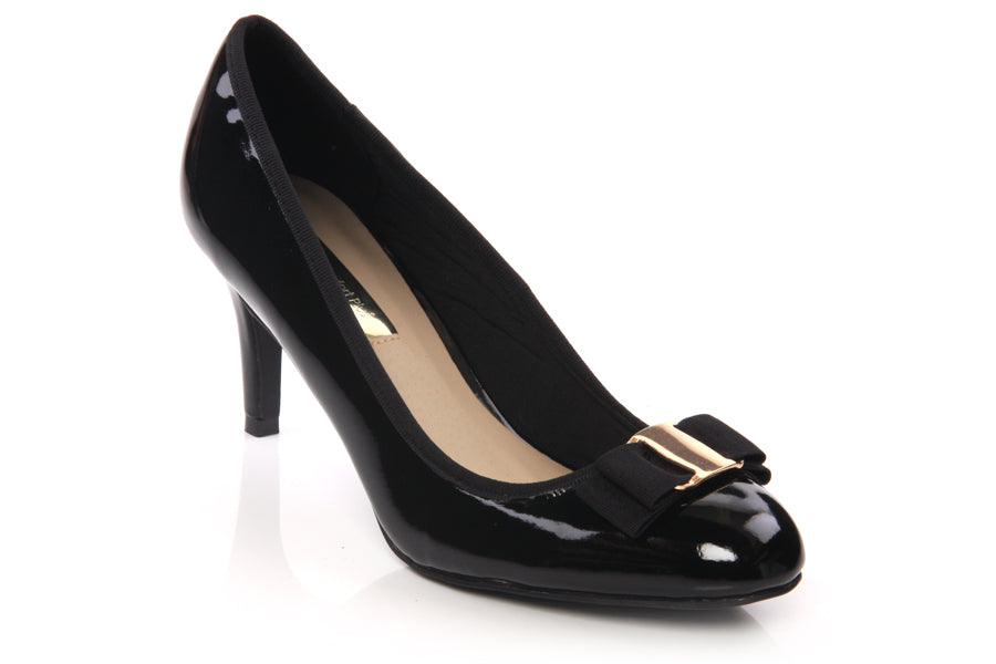 Women Mid Heel Slip On Court Shoes With Bow Detail and Stiletto Heel