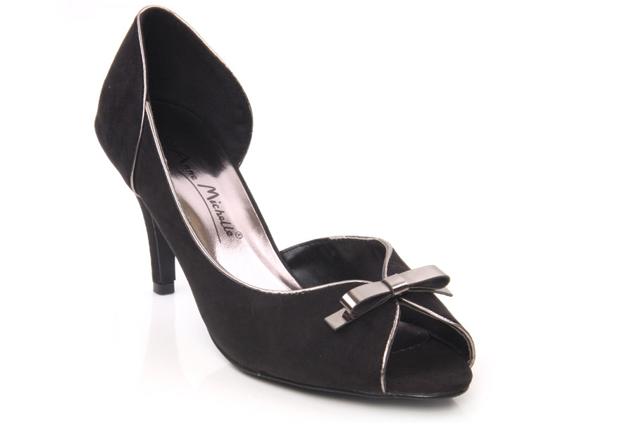 Women Mid Heel Open Toe Slip On Shoes With Bow