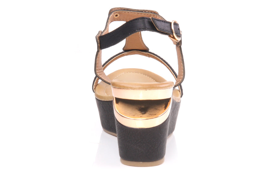 Womens T Strap ' Ana ' Casual Wedge Heel Sandal
