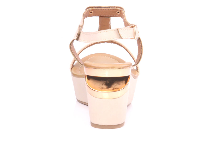 Womens T Strap ' Ana ' Casual Wedge Heel Sandal