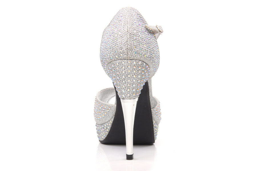 Womens Dazzling Peep Toe Platform High Heels