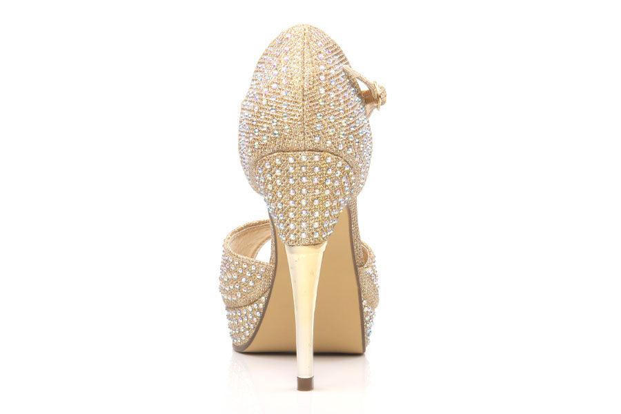 Womens Dazzling Peep Toe Platform High Heels