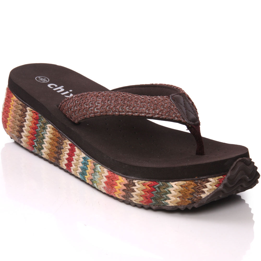 Womens Casual Wedge Thong Slippers