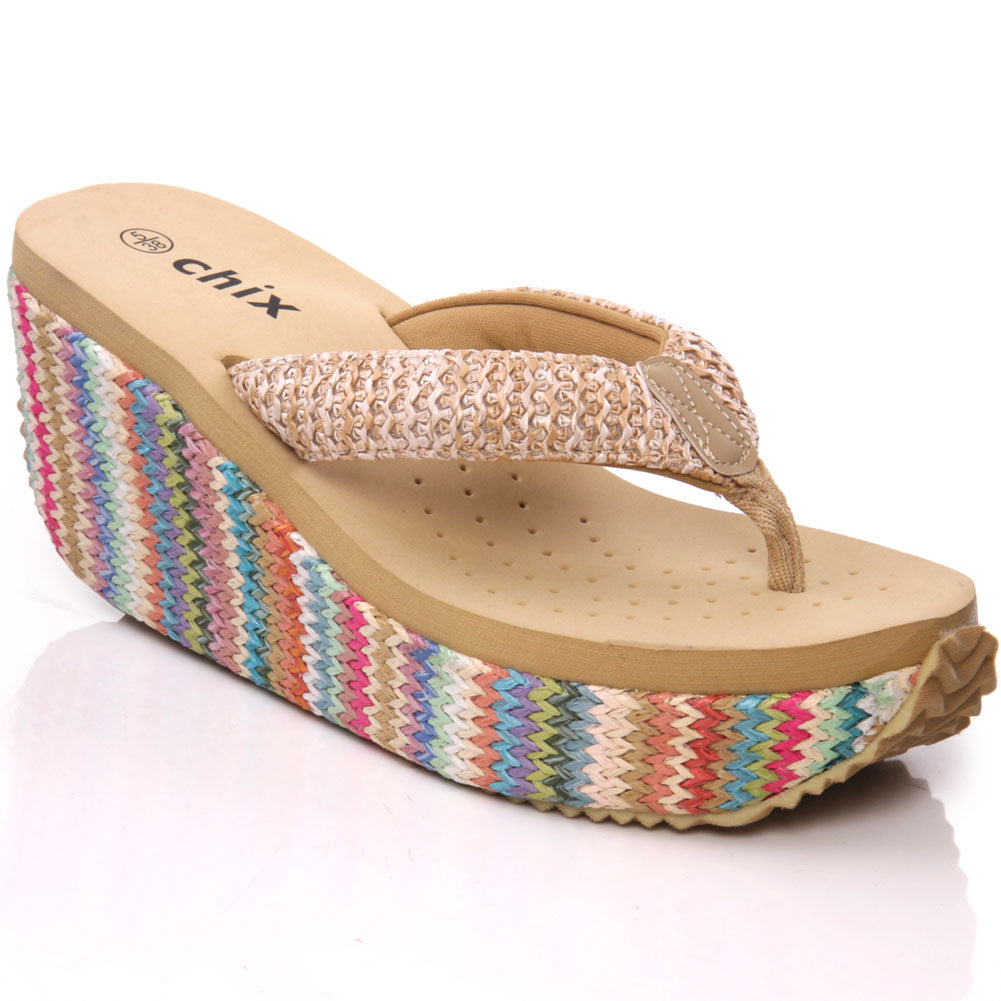Womens Casual Wedge Thong Flip Flops