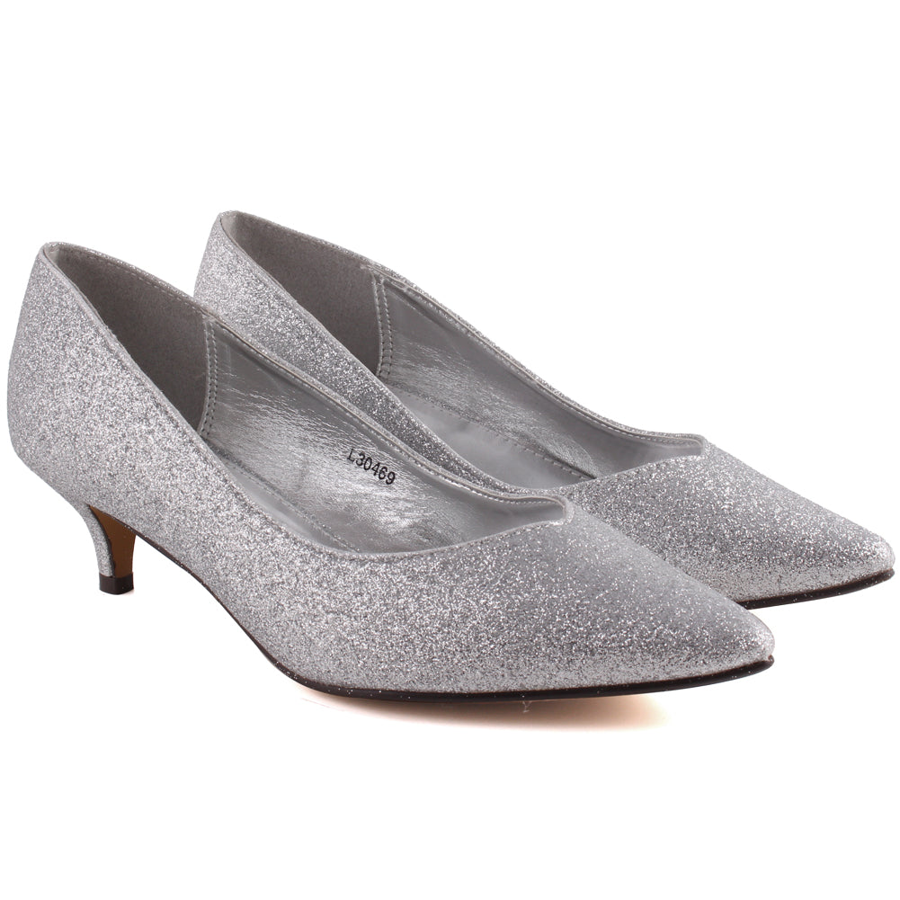 Women “MAGEY” Pointed Closed Toe Kitten Heel Court Shoes