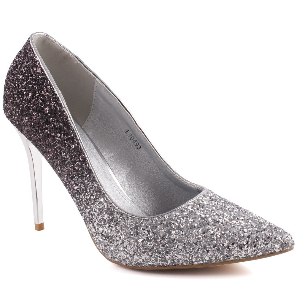 Women “Daralea” Glitter Closed Toe High Heel Court Shoes
