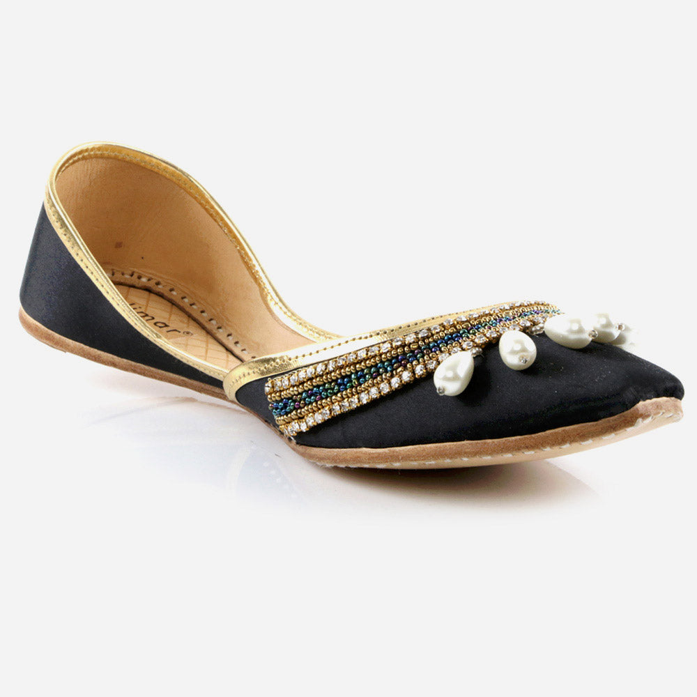 Women Ladies Embellished  Mojaris Traditional Indian Wedding Bridal Slip Ons Evening Party Handmade Leather Khussa Pumps Shoes