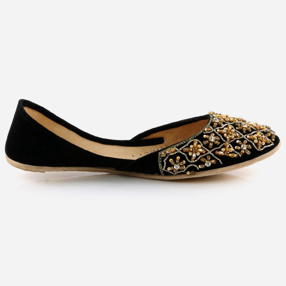 Women Ladies Sequins Detailing Traditional Indian Wedding Bridal Slip Ons Evening Party Handmade Leather Khussa Pumps Shoes