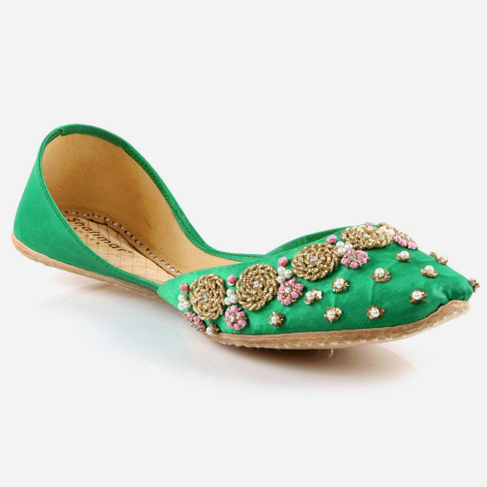 Women Ladies Fashion Decorated Jotis Mojaris Traditional Indian Wedding Bridal Slip Ons Evening Party Handmade Leather Khussa Pumps Shoes