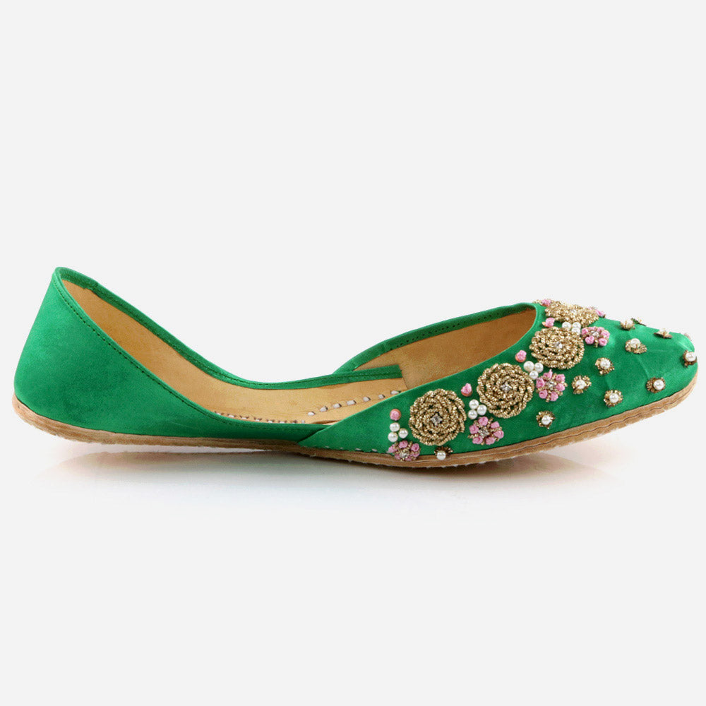 Women Ladies Fashion Decorated Jotis Mojaris Traditional Indian Wedding Bridal Slip Ons Evening Party Handmade Leather Khussa Pumps Shoes