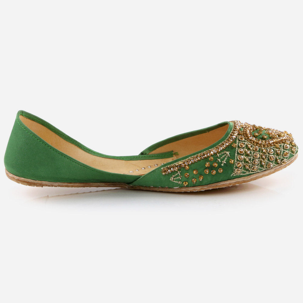 Women Ladies Ethnic Decorated Mojaris Traditional Indian Wedding Bridal Slip Ons Evening Party Handmade Leather Khussa Pumps Shoes