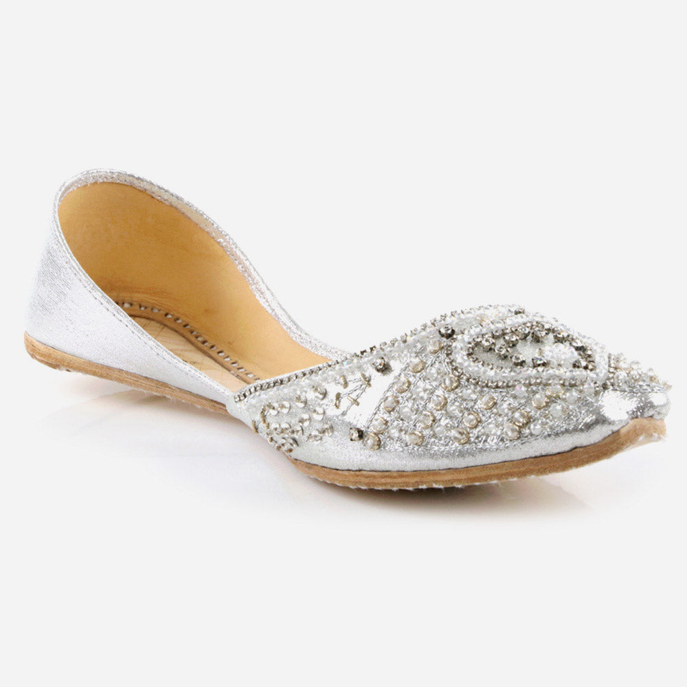 Women Ladies Ethnic Decorated Mojaris Traditional Indian Wedding Bridal Slip Ons Evening Party Handmade Leather Khussa Pumps Shoes