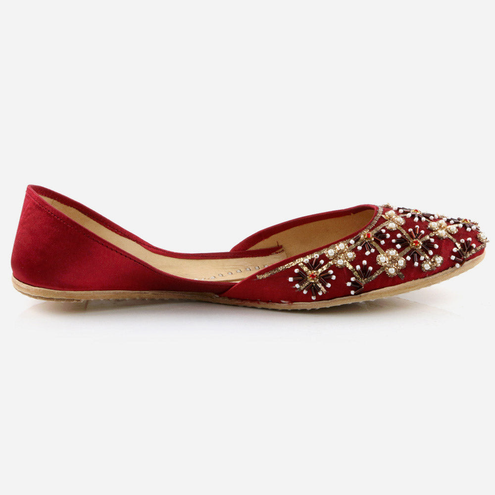 Women Ladies Decorated Jotis Mojaris Traditional Indian Wedding Bridal Slip Ons Evening Party Handmade Leather Khussa Pumps Shoes