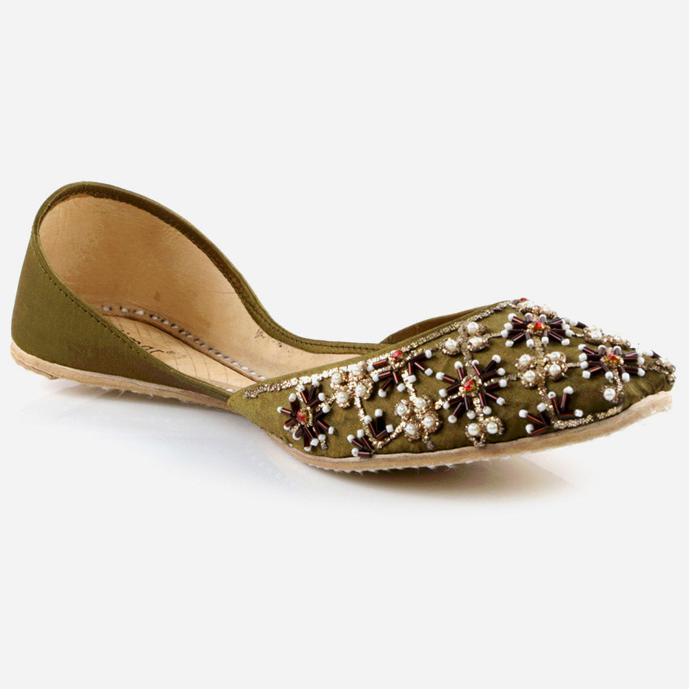 Women Ladies Decorated Jotis Mojaris Traditional Indian Wedding Bridal Slip Ons Evening Party Handmade Leather Khussa Pumps Shoes