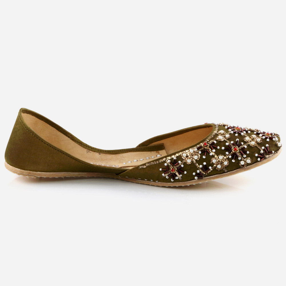 Women Ladies Decorated Jotis Mojaris Traditional Indian Wedding Bridal Slip Ons Evening Party Handmade Leather Khussa Pumps Shoes