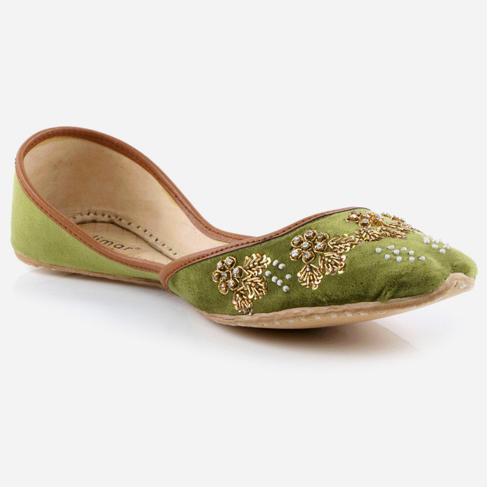Women Ladies Handcrafted Decorated Traditional Indian Wedding Bridal Slip Ons Evening Party Handmade Leather Khussa Pumps Shoes