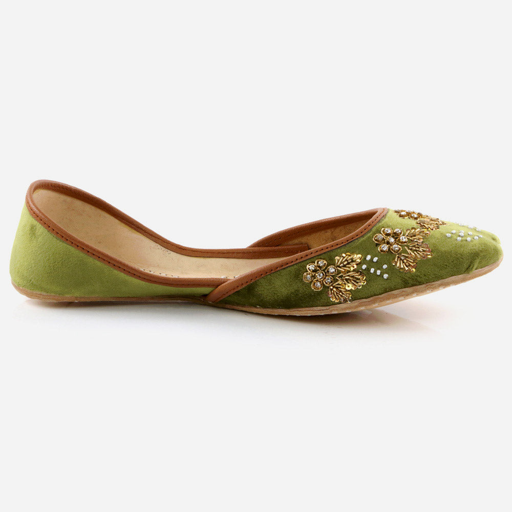 Women Ladies Handcrafted Decorated Traditional Indian Wedding Bridal Slip Ons Evening Party Handmade Leather Khussa Pumps Shoes