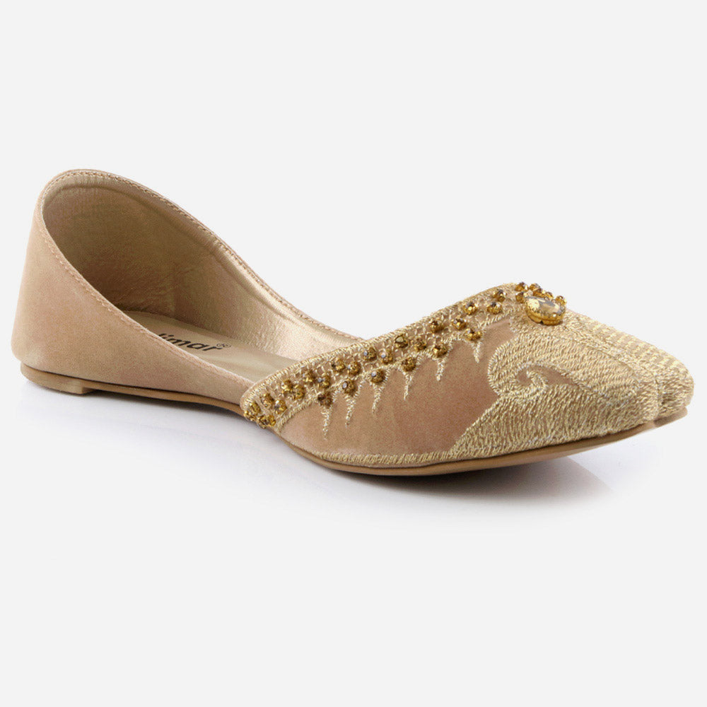 Women Ladies Beads Decorated Ethnic Jotis Mojaris Traditional Indian Slip Ons Evening Party Handmade Leather Khussa Pumps Shoes