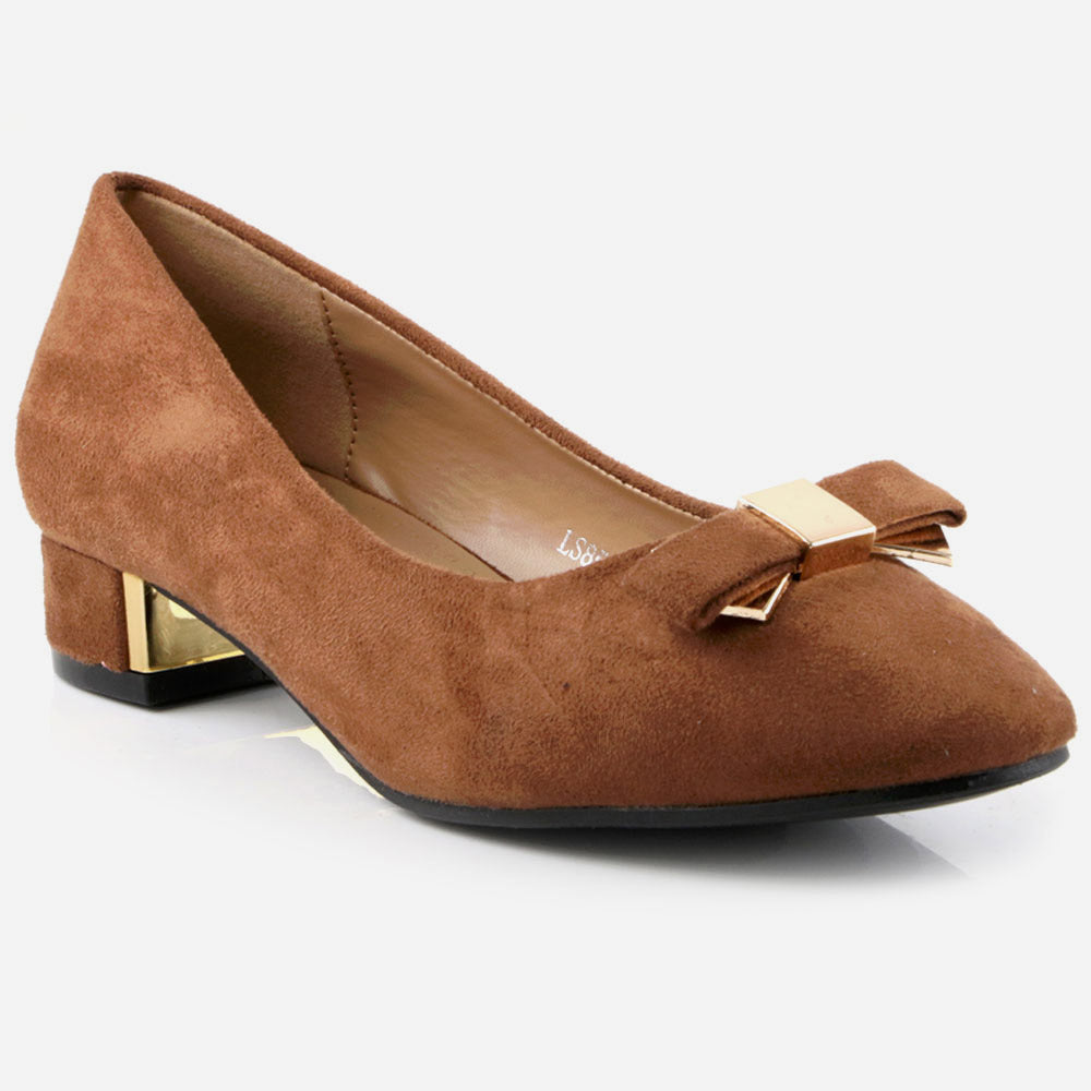 Women Ladies Bow Accented Round Toe Ballet Slip on Decorated Flat Pump Shoes